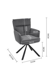 Rackhams Modern Upholstered Swivel Armchair with Black Legs - Grey - thumbnail 3