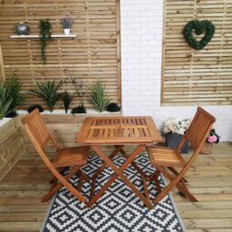 Rackhams Outdoor 2 Person Folding Square Wooden Garden Patio Dining Table and Chairs Set - Outdoor Furniture Sets - thumbnail 2