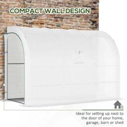 Rackhams Outdoor Walk-In Greenhouse, Plant Nursery with Zippered Doors, PE Cover and 3-Tier Shelves, White, 300 x 150 x 213 cm - thumbnail 6