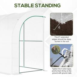 Rackhams Outdoor Walk-In Greenhouse, Plant Nursery with Zippered Doors, PE Cover and 3-Tier Shelves, White, 300 x 150 x 213 cm - thumbnail 4