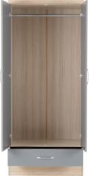 Rackhams Nevada Nevada 2 Door 1 Drawer Wardrobe Bedroom Set - Grey Gloss and Light Oak - thumbnail 4