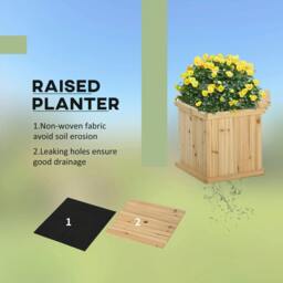 Rackhams 37L Wooden Garden Planter & Bench Combination Garden Raised Bed Patio Park Natural 176 x 38 x 40 cm - thumbnail 5