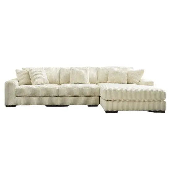 Rackhams Jumbo Cord 3 Piece Modular Sofa Right Hand - Ivory - image 1