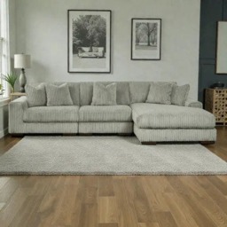 Rackhams Jumbo Cord 3 Piece Modular Sofa Right Hand - Ivory - thumbnail 2