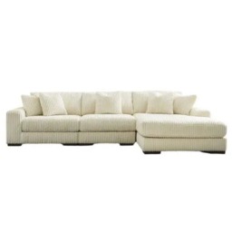 Rackhams Jumbo Cord 3 Piece Modular Sofa Right Hand - Ivory - thumbnail 1