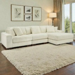 Rackhams Jumbo Cord 3 Piece Modular Sofa Right Hand - Ivory - thumbnail 4