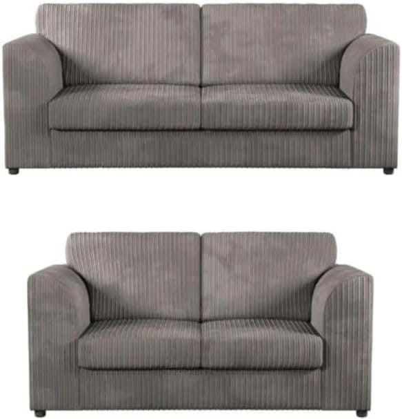 Rackhams Chicago Jumbo Cord 3+2 Sofa Set - Grey - image 1