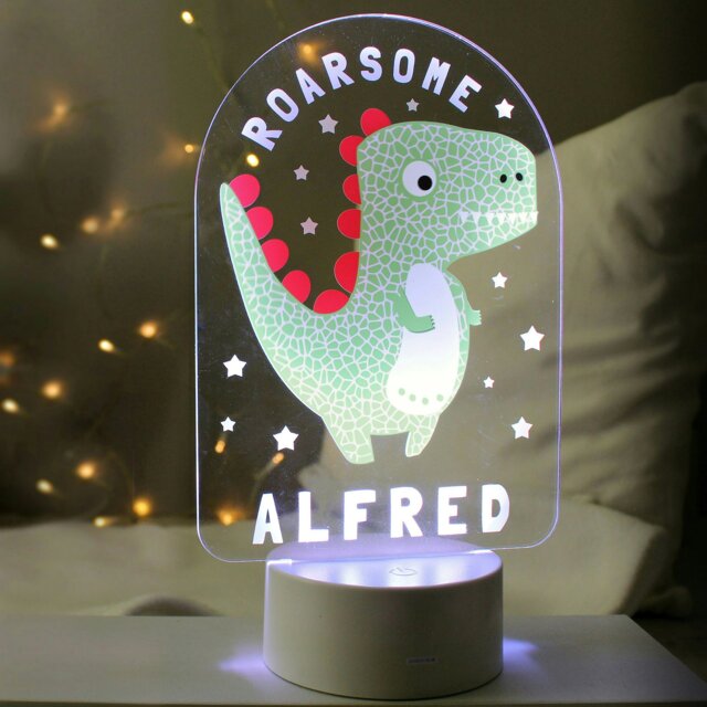 Rackhams Personalised Roarsome Dinosaur LED Colour Changing Night Light - image 1