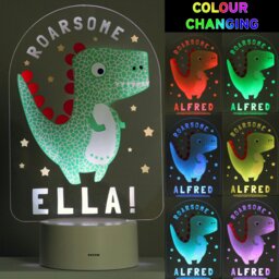 Rackhams Personalised Roarsome Dinosaur LED Colour Changing Night Light - thumbnail 2