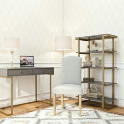 Rackhams Camila 5 Shelf Bookcase Graphite Grey / Golden - Grey - thumbnail 4