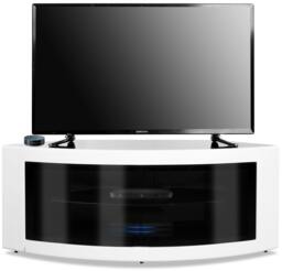 "Rackhams PANGEA Gloss Black and White Beam-Thru Glass Doors Curved Unit Tru-Corner 32""-50"" TV Cabinet - 1 - MDF - Black White" - thumbnail 2