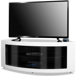 "Rackhams PANGEA Gloss Black and White Beam-Thru Glass Doors Curved Unit Tru-Corner 32""-50"" TV Cabinet - 1 - MDF - Black White" - thumbnail 3