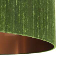 "Rackhams Moss Green Silk Lampshade With Copper Foil Lining - 70cm Diameter x 20cm Height / (27"" x 8"")" - thumbnail 2