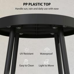 Rackhams Round Garden Table, Outdoor Coffee Side Table with Plastic Top - 1 - 49.5 x 49.5 x 47.5 cm - 49.5 - thumbnail 5