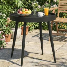 Rackhams Round Garden Table, Outdoor Coffee Side Table with Plastic Top - 1 - 49.5 x 49.5 x 47.5 cm - 49.5