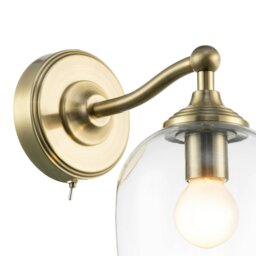 Rackhams Traditional Wall Light Fitting in Antique Brass with Clear Glass Shade - thumbnail 3