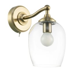 Rackhams Traditional Wall Light Fitting in Antique Brass with Clear Glass Shade