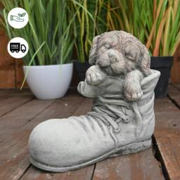 Rackhams Dog in Shoe Stone Garden Ornament - thumbnail 2