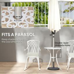 Rackhams 3 PCs Aluminium Garden Coffee Table Set w/ Parasol Hole & Cushions - White - 3 - Outdoor Bistro Set - thumbnail 4