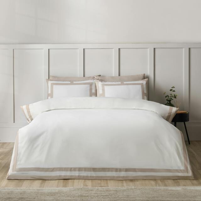 Rackhams So Soft Mono Panel Duvet Cover Set Natural - Double - Natural - image 1