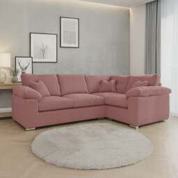 Rackhams Delta Full Jumbo Cord 4 Seater Corner Sofa - Pink - Right Hand Facing - thumbnail 1