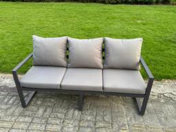 Rackhams 4-Piece Aluminium Garden Furniture Sets 5 Seater Outdoor Sofa Set with Adjustable Rising Lifting Dining Table 2 Chairs - thumbnail 2