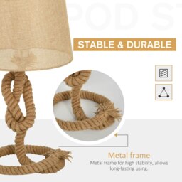 Rackhams Nautical Style Rope-Base Table Lamp with Fabric Lampshade Beige - thumbnail 5