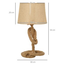 Rackhams Nautical Style Rope-Base Table Lamp with Fabric Lampshade Beige - thumbnail 3