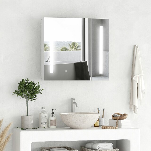 Rackhams LED Illuminated Mirror Cabinet with Lights, Touch Switch, for Bathroom - image 1