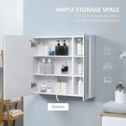 Rackhams LED Illuminated Mirror Cabinet with Lights, Touch Switch, for Bathroom - thumbnail 4