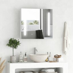 Rackhams LED Illuminated Mirror Cabinet with Lights, Touch Switch, for Bathroom - thumbnail 1