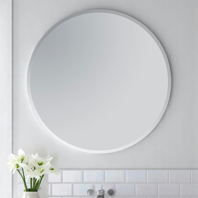 Rackhams Fitzrovia Round Wall Mounted Frameless Bevelled Edge Bathroom Mirror 60 x 60cm - image 1