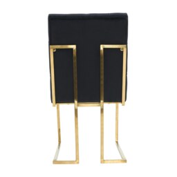 Rackhams Set of 6 Siena Luxury Tufted Velvet Dining Chairs with Gold Frame & Legs - Modern Upholstered Accent Chair - Velvet - Black - Modern - thumbnail 6