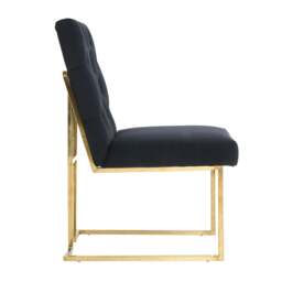 Rackhams Set of 6 Siena Luxury Tufted Velvet Dining Chairs with Gold Frame & Legs - Modern Upholstered Accent Chair - Velvet - Black - Modern - thumbnail 4