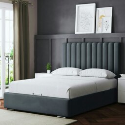 Rackhams Evangeline Divan Bed with Upholstered Headboard - Grey (Steel) - Super King / 6ft - thumbnail 5