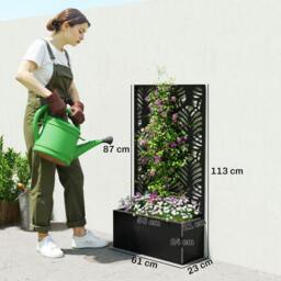 Rackhams Metal Raised Garden Bed with Trellis, Outdoor Elevated Planter Box - thumbnail 3
