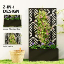 Rackhams Metal Raised Garden Bed with Trellis, Outdoor Elevated Planter Box - thumbnail 4