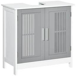 Rackhams Nelike Grey Under Sink Vanity Unit With Double Doors And Adjustable Shelving Modern Design - thumbnail 2