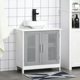 Rackhams Nelike Grey Under Sink Vanity Unit With Double Doors And Adjustable Shelving Modern Design - thumbnail 3
