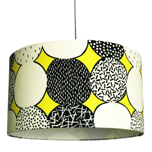 Rackhams Monochrome Memphis Handmade Lampshade in Sunshine Yellow - 30cm x 20cm - image 1