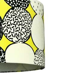 Rackhams Monochrome Memphis Handmade Lampshade in Sunshine Yellow - 30cm x 20cm - thumbnail 2