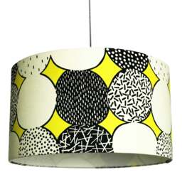 Rackhams Monochrome Memphis Handmade Lampshade in Sunshine Yellow - 30cm x 20cm - thumbnail 1