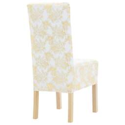 Rackhams 6 pcs Straight Chair Covers Stretch White with Golden Print - thumbnail 2