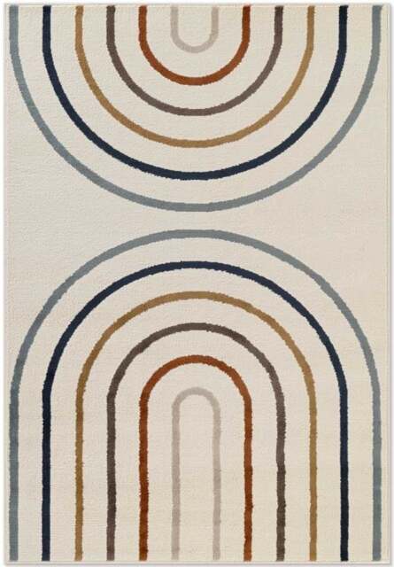 Rackhams Adventures Kids Rainbow Cream & Multicolour Rug - 120X170 cm - image 1