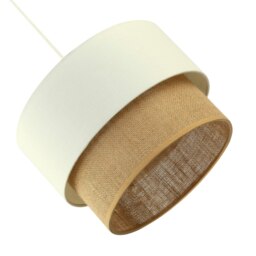 Rackhams Modern Designer Two Tier Cream Linen and Natural Rattan Pendant Shade - thumbnail 4