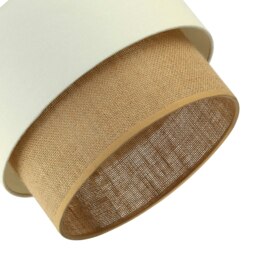 Rackhams Modern Designer Two Tier Cream Linen and Natural Rattan Pendant Shade - thumbnail 3