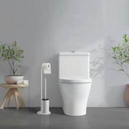Rackhams White Steel Freestanding Toilet Roll and Toilet Brush Holder - thumbnail 2