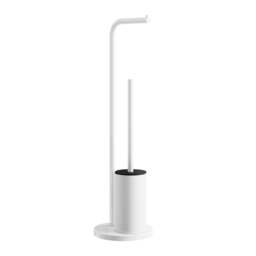 Rackhams White Steel Freestanding Toilet Roll and Toilet Brush Holder
