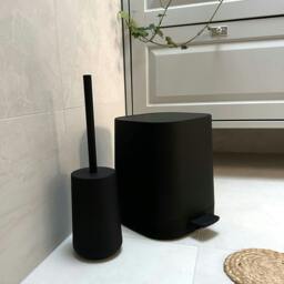Rackhams Black Plastic Freestanding Toilet Brush and Holder - thumbnail 2