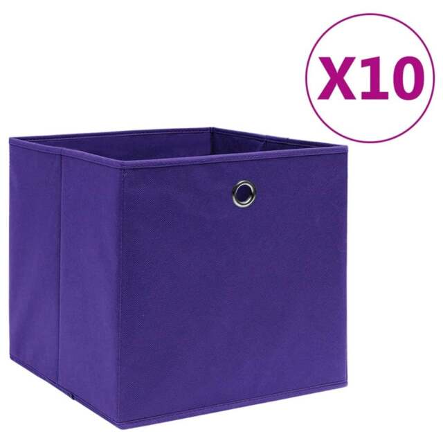 Rackhams Storage Boxes 10 pcs Non-woven Fabric 28x28x28 cm Purple